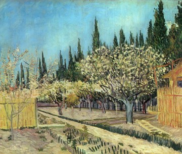 ヴィンセント・ヴァン・ゴッホ Painting - 糸杉に囲まれた花の果樹園 2 フィンセント・ファン・ゴッホ